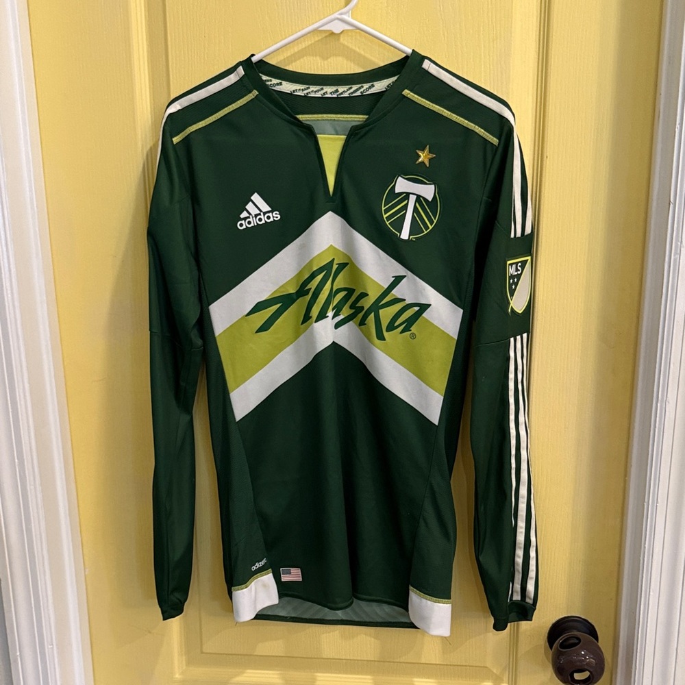 adidas Portland Timbers Long Sleeve Jersey - Dark Green/Yellow/White